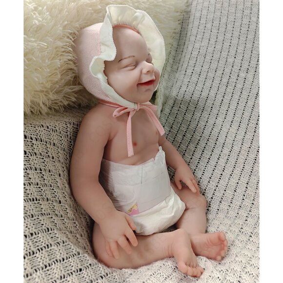 3.1kg Full Body Silicone Sleeping Girl 45CM Reborn Baby Dolls W/Drink-Wet System - Picture 14 of 16